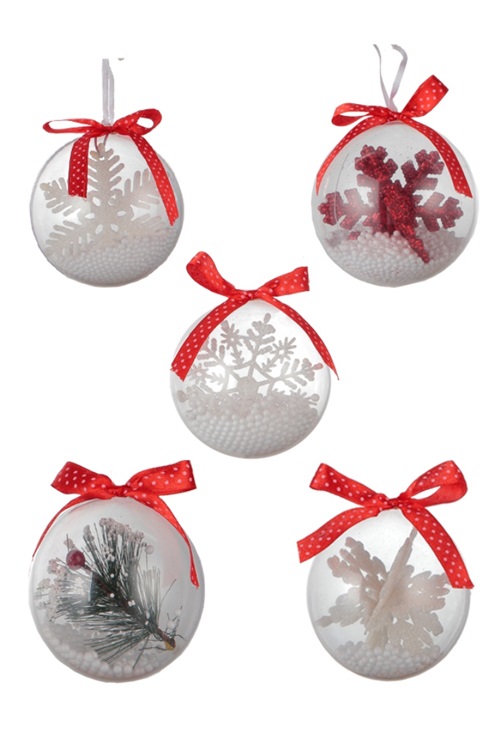 Snow globe ornaments for a wintry Christmas.