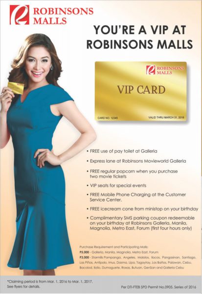 Robinsons Malls VIP Card Perks and Privileges