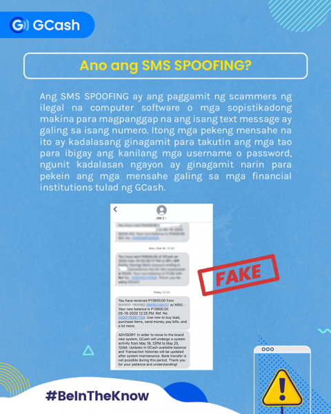 Spoofed 2882 or GCash SMS