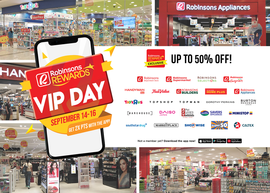 Get up to 50% off, double points via Robinsons Rewards Loyalty Program app at VIP Day 2020 3 Robinsons VIP Day Participating Brands